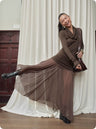 Lightweight Three-dimensional Cut Slightly Sheer Mesh Skirt Midi Length