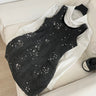 French Doll Collar White Blouse & Black Sequin Vest Dress Two-Piece Set Spring New